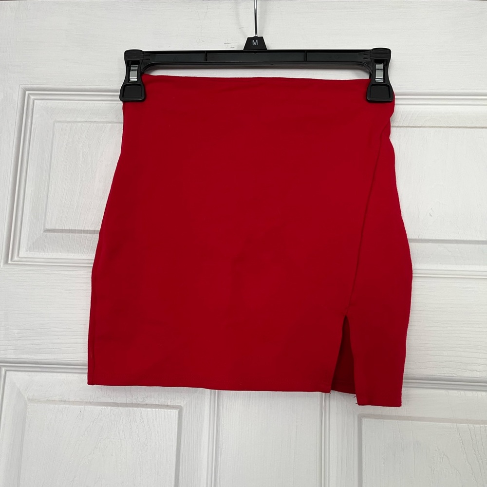 Red mini skirt